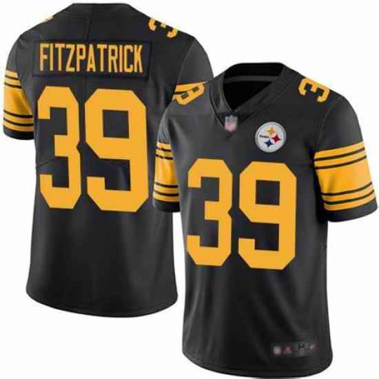 Men Steelers #39 Minkah Fitzpatrick Black Stitched Football Limited Rush Jersey